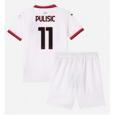 AC Milan Christian Pulisic #11 Bortedraktsett Barn 2024-25 Kortermet (+ korte bukser)